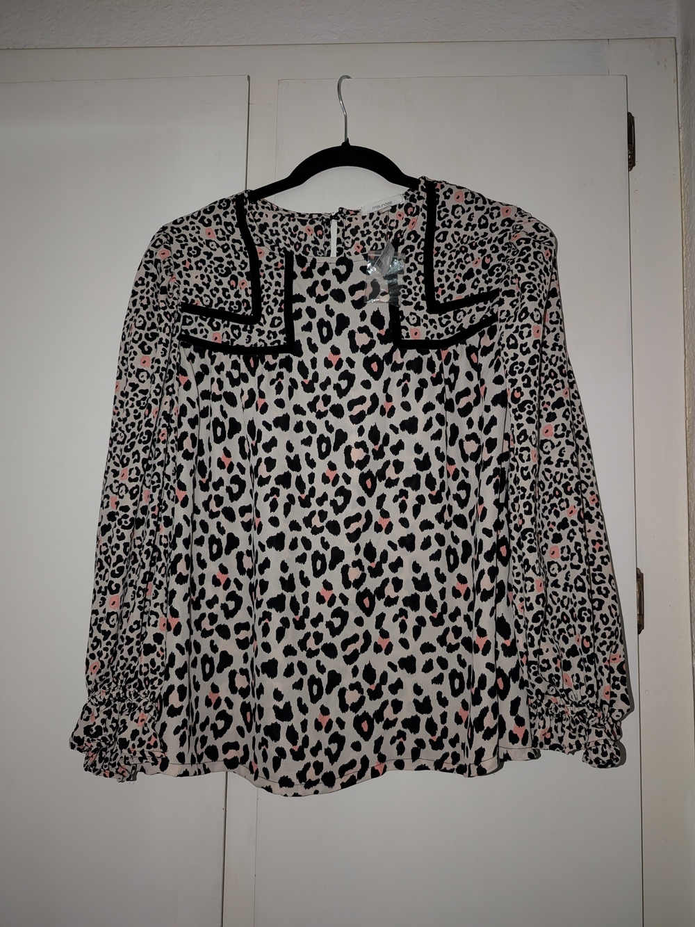Maurices Leopard Print Blouse in Cream, Black and Pink